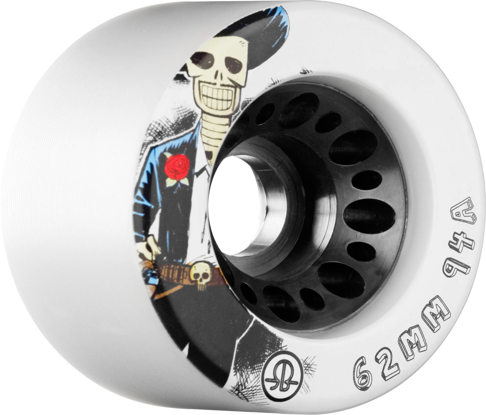 Rollerbones Day of The Dead Speed Wheel 62mm 94a - White (Set of 4)
