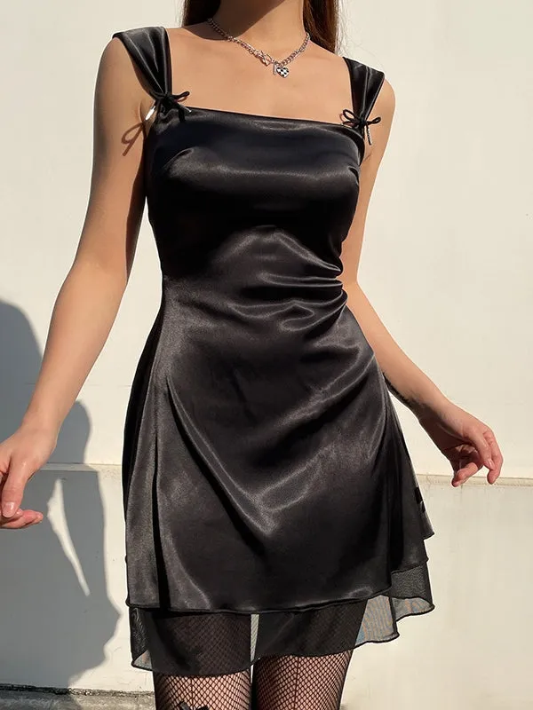 Ruffle-Hemmed Black Mini Dress