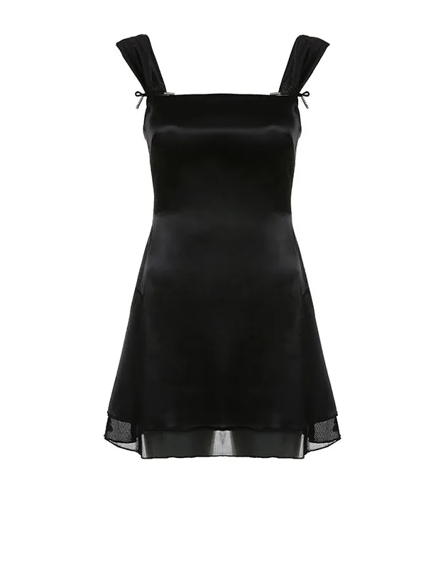 Ruffle-Hemmed Black Mini Dress