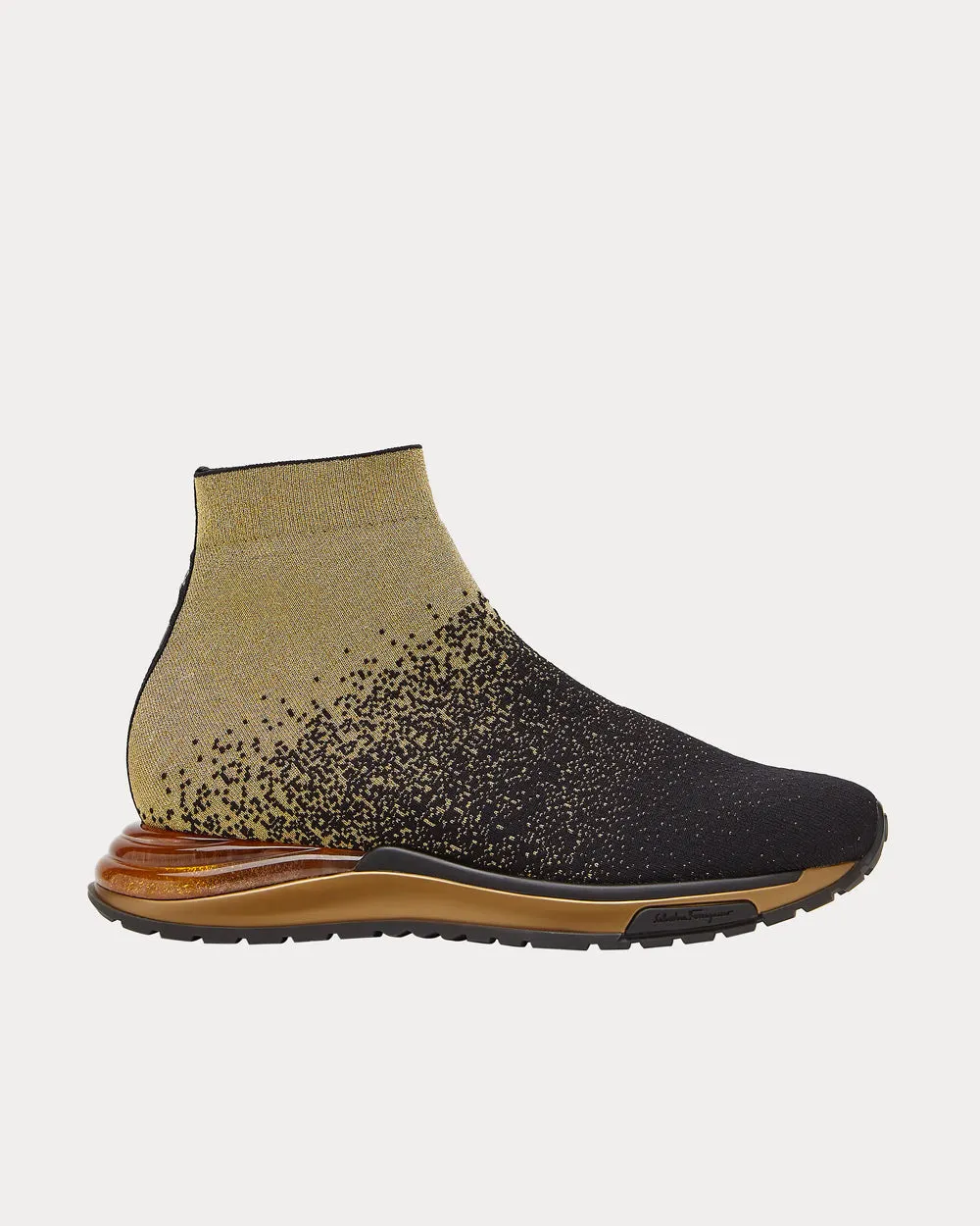 Sock Black & Gold Slip On Sneakers