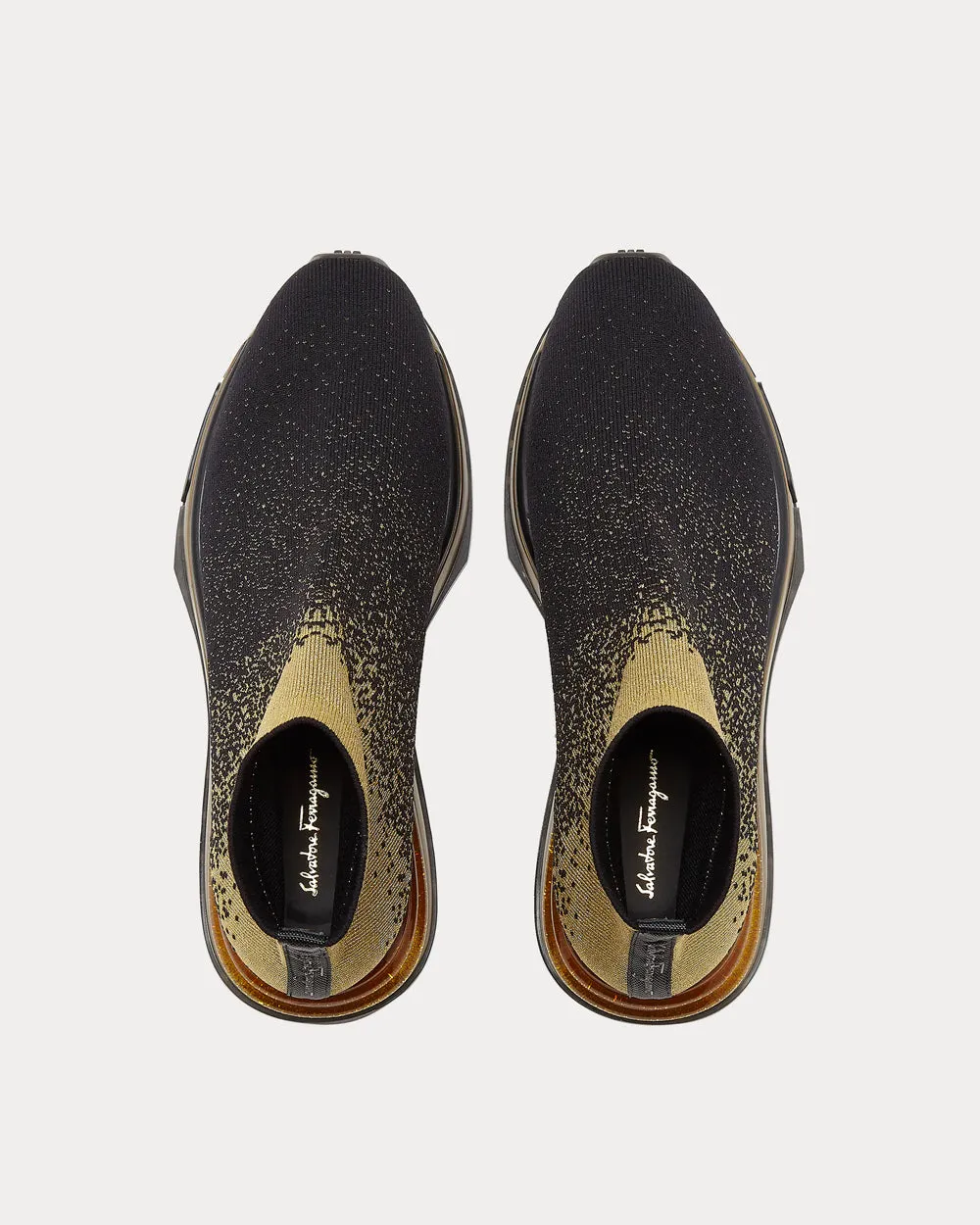 Sock Black & Gold Slip On Sneakers