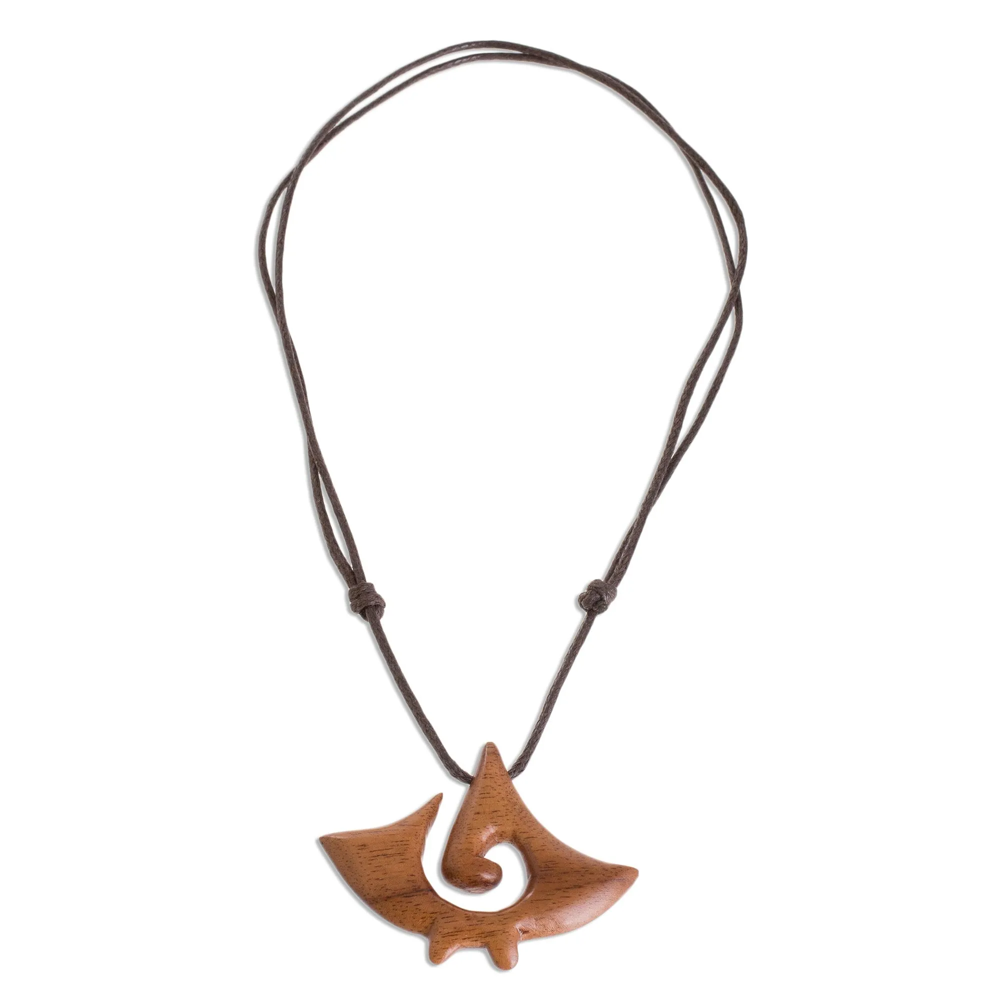 Swirl Pattern Jobillo Wood Pendant Necklace from Costa Rica - Jobillo Swirl Figure | NOVICA