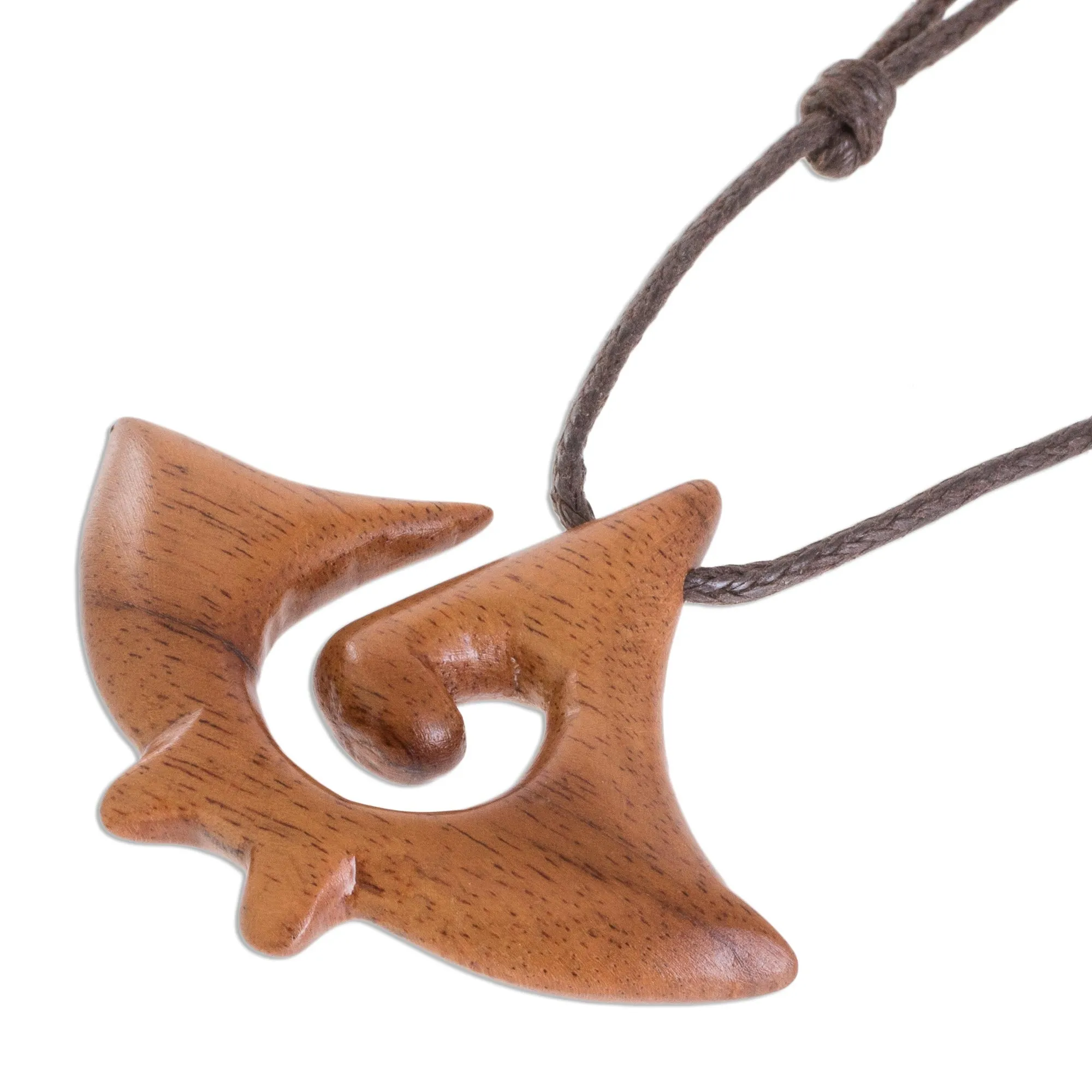 Swirl Pattern Jobillo Wood Pendant Necklace from Costa Rica - Jobillo Swirl Figure | NOVICA