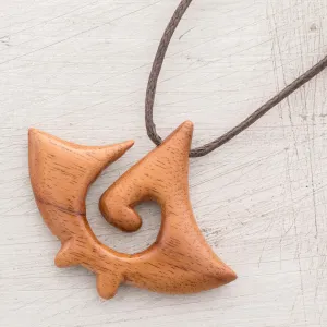 Swirl Pattern Jobillo Wood Pendant Necklace from Costa Rica - Jobillo Swirl Figure | NOVICA