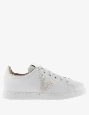 Tennis Leather & Glitter Swirls Trainer