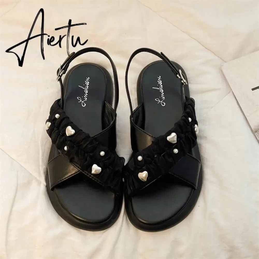 Women Platform Black Flat Designer Sandals Female Summer New Slides Soft Non-Slip Buckle Slippers Casual Fashion Woman Shoes
