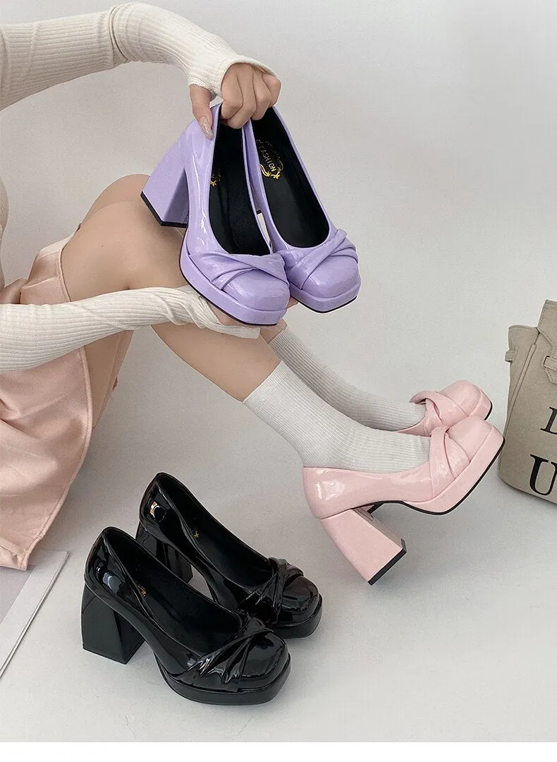 xiangtuibao Mary Janes Woman Leather Pumps Casual Shoes For Women  Heeled Shoes Sexy High Heels Shoes Ladies Elegant Lolita Shoes NEW