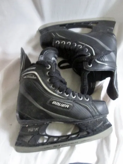 Youth BOYS BAUER SUPREME Performance Ice Hockey Skates Leather 5D BLACK
