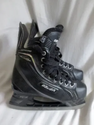 Youth BOYS BAUER SUPREME Performance Ice Hockey Skates Leather 5D BLACK